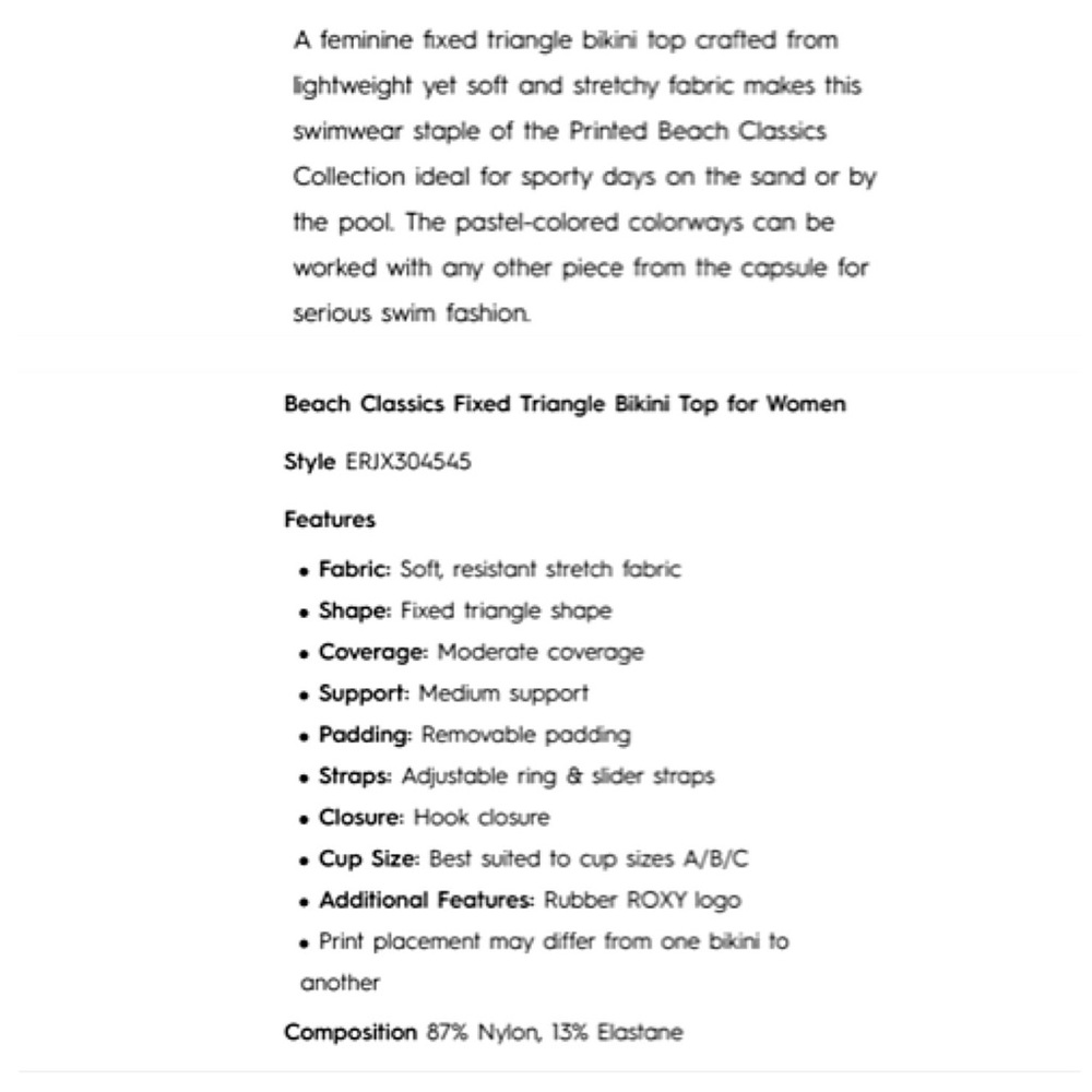 BNWT ROXY Beach Classics Fixed Triangle Bikini Top color MOOD INDIGO Stripe SZ S - Picture 14 of 15